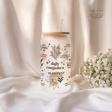 Daily Reminders Glass Tumbler - Frosted 540ml