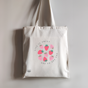 Life is sweet strawberry Tote Bag