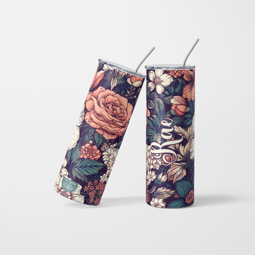 Personalised Floral Tumbler With Name - 600ml
