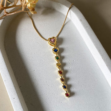 Rainbow Heart Drop Necklace