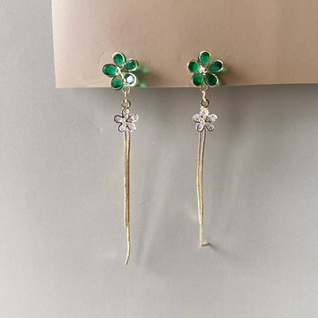 Twin Bloom Drop Earrings - Gold (Anti-Tarnish