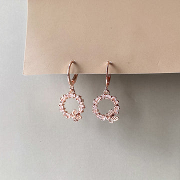 Butterfly Halo Earrings - RoseGold (Anti-Tarnish)