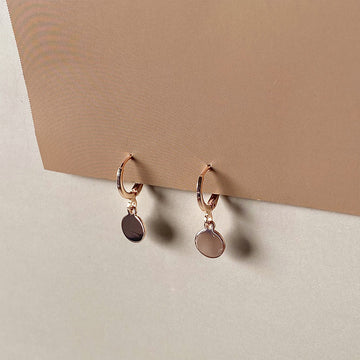 Mini Disc Dangle Earrings - Rose Gold