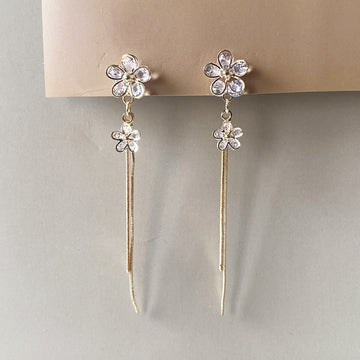 Twin Bloom Drop Earrings - Gold (Anti-Tarnish)