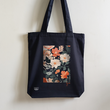 Floral Tote Bag - Black