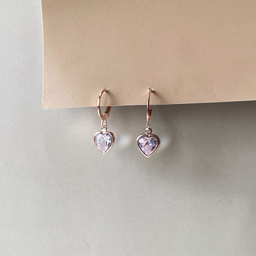 Mini Crystal Heart Earrings - RoseGold (Anti-Tarnish)