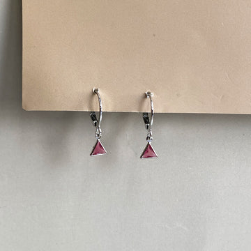 Mini Green Trinity Spark Earrings - Silver