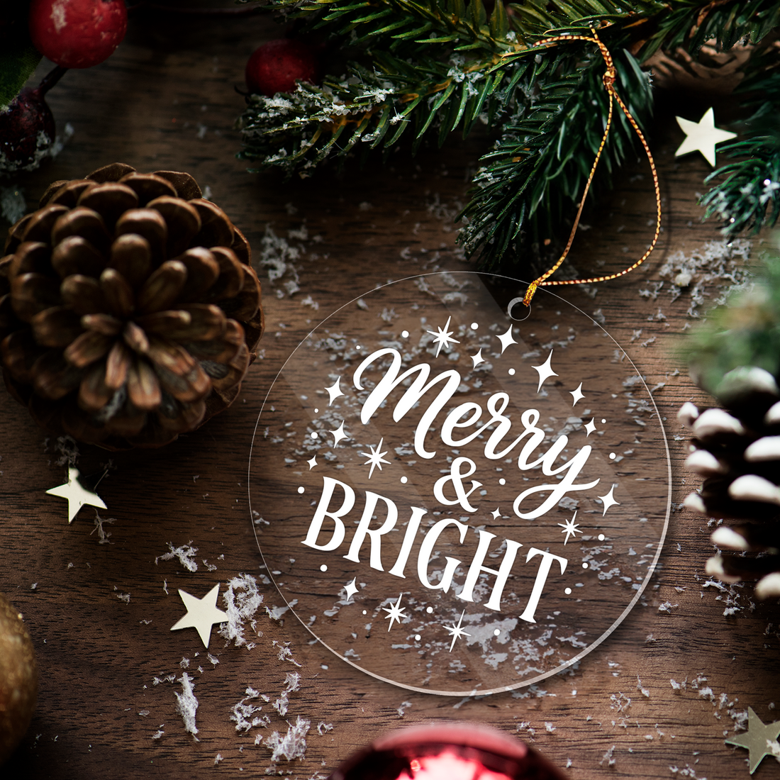Merry & Bright Acrylic Christmas Tree Ornament