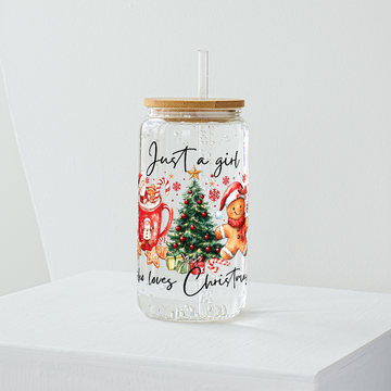 Just a Girl Who Loves Christmas Glass Tumbler - Clear 540 ml
