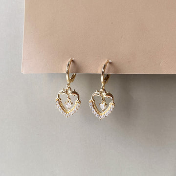 Crystal Love Lock Earrings - Gold (Anti-Tarnish)
