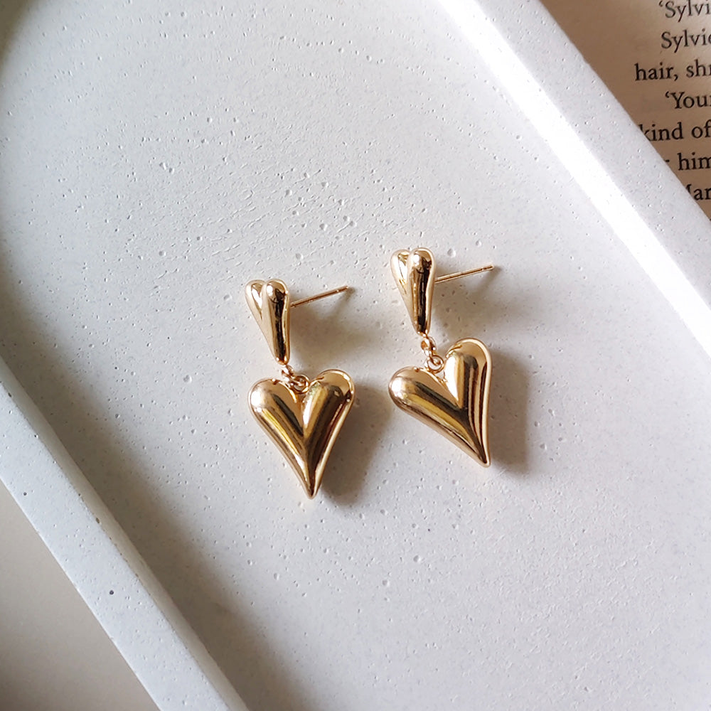 Twin Heart Drop Earrings