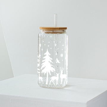 Christmas Winter Woods Glass Tumbler - Clear 540 ml