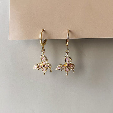 Blush Butterfly Drop Earrings - Gold (Anti-Tarnish)