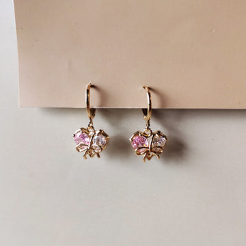 Mini Pink Love Knot Earrings - Gold
