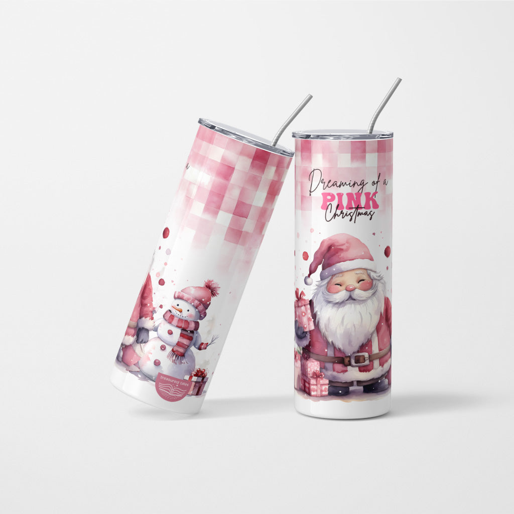 Dreaming of a Pink Christmas Santa Claus Tumbler - 600ml