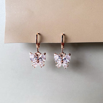 Crystal Flutter Earrings - Rosegold