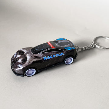 Racoon Mini Pullback Car Keychain