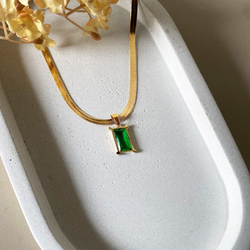 Emerald Charm Snake Chain Necklace