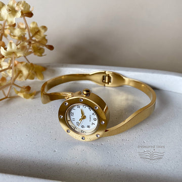 Stella Gold Crystal Bangle Watch for Women  – Jewellery Style Bracelet Watch