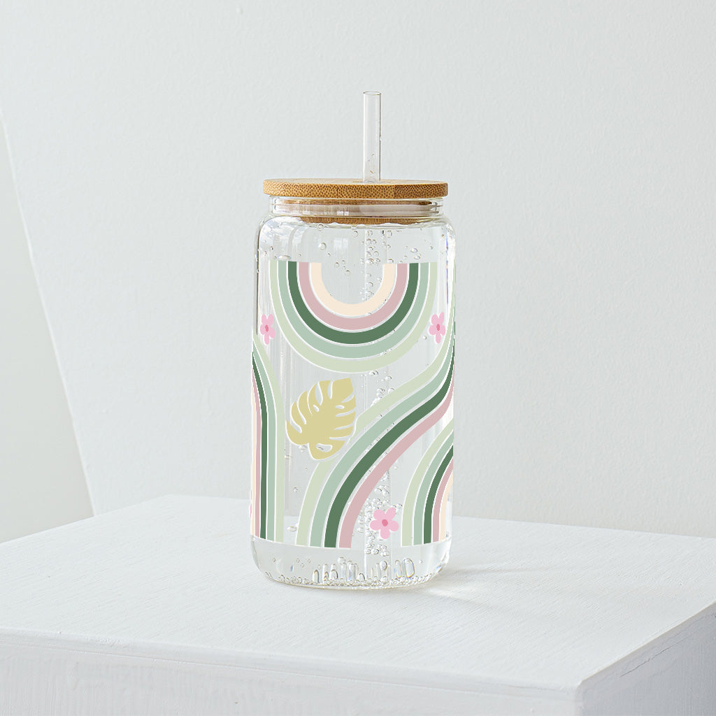 Tropical Retro Waves Glass Tumbler - Clear 540 ml