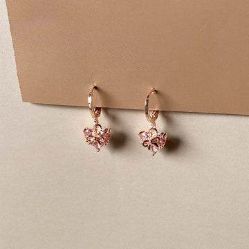 Mini Pink Whisper Heart Earrings - Gold