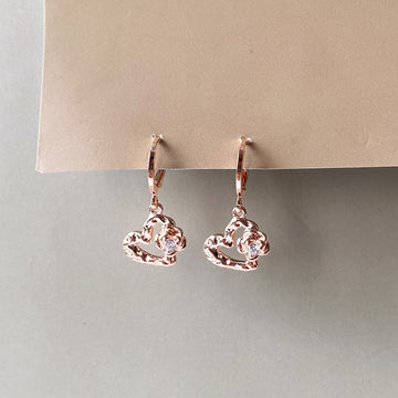 Rose Heart Drop Earrings - RoseGold (Anti-Tarnish)