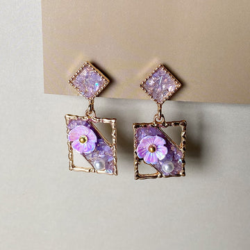Lavender Crystal Frame Earrings