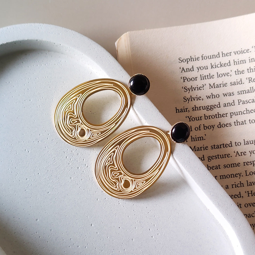 Black Auric Contour Earrings