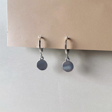 Mini Disc Dangle Earrings - Silver