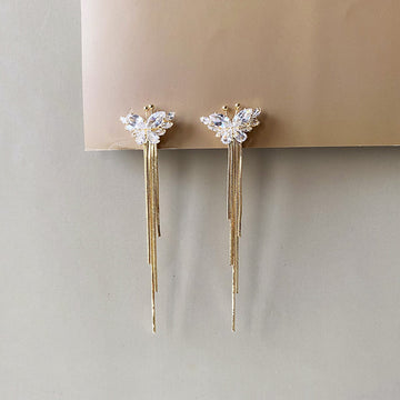 Butterfly Cascade Chain Earrings - Gold (Anti-Tarnish)