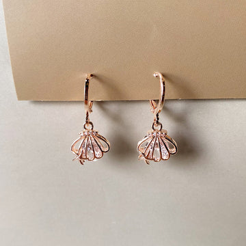 Mini Shell Drop Earrings - Rosegold