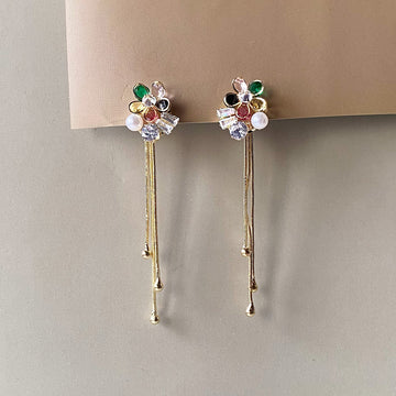 Crystal Bouquet Cascade Earrings - Gold (Anti-Tarnish)