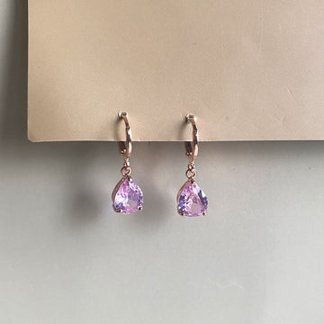 Teardrop Stone Earrings - RoseGold
