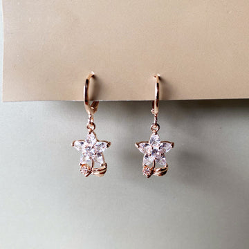 Starflower Crystal Hoop Earrings - Rosegold