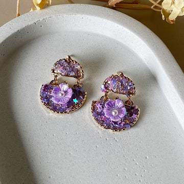 Moonlit Violet Petal Earrings