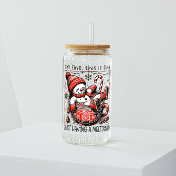 I Am Fine Christmas Glass Tumbler - Clear 540 ml