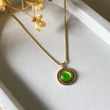 Celeste Green Halo Pendant Necklace