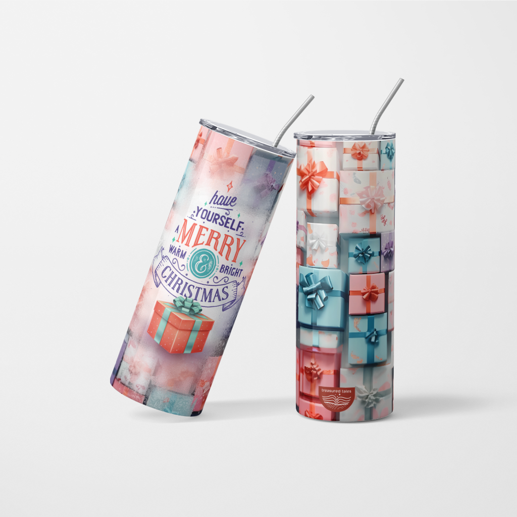 Christmas Wrapped Gift Tumbler - 600ml