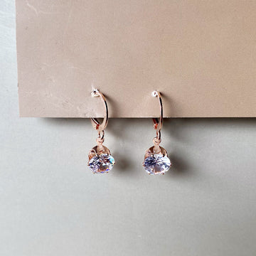 Regal Crystal Hoop Earrings - Rosegold