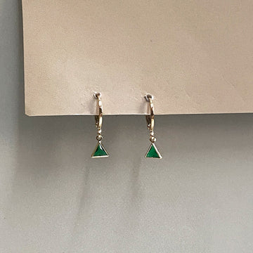 Mini Green Trinity Spark Earrings - Gold