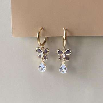Crystal Flutter Earrings - Gold (Anti-Tarnish)