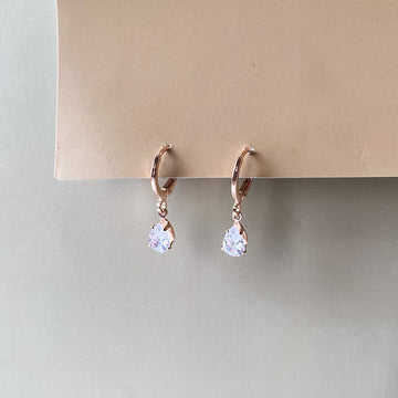 Crystal Teardrop Earrings - RoseGold (Anti-Tarnish)