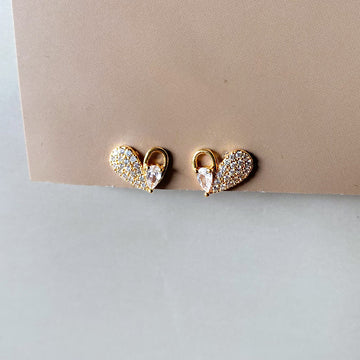 Crystal Heart Sparkle Stud Earrings
