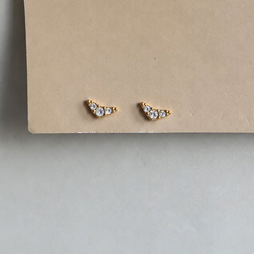Crystal Arc Ball Back Earrings - Gold