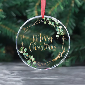 Merry Christmas Crystal Glass Christmas Tree Ornament
