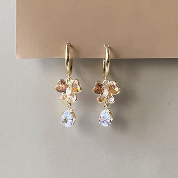 Butterfly Jewel Drop Earrings - Gold (Anti-Tarnish)