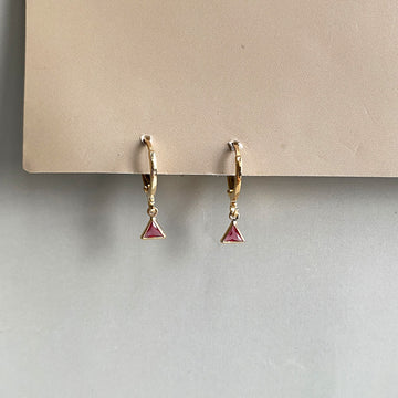 Mini Pink Trinity Spark Earrings - Gold