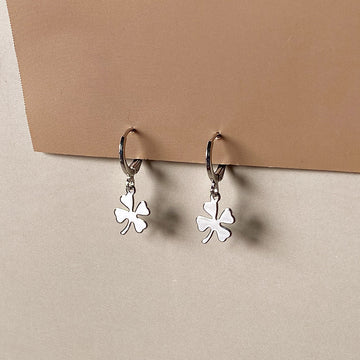 Mini Lucky Clover Earrings - Silver