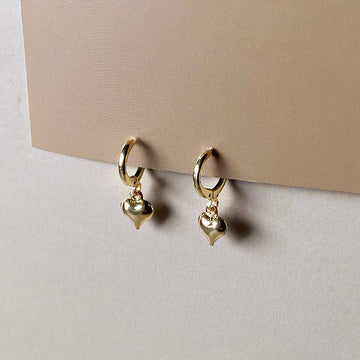 Mini Heart Charm Hoops - Rose Gold