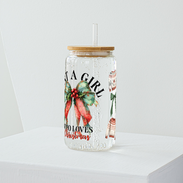 Just a Girl Who Loves Christmas Glass Tumbler - Clear 540 ml
